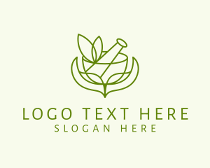 Cure - Green Herbs Pestle logo design