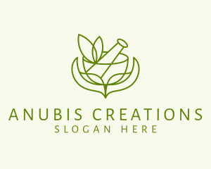 Green Herbs Pestle  logo design