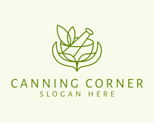 Green Herbs Pestle  logo design