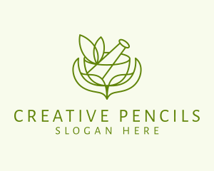 Green Herbs Pestle  logo design