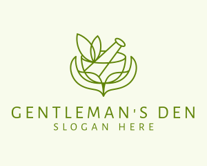 Green Herbs Pestle  logo design