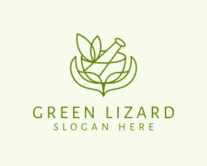 Green Herbs Pestle  logo design