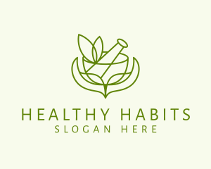 Green Herbs Pestle  logo design