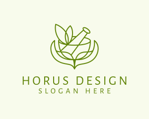 Green Herbs Pestle  logo design