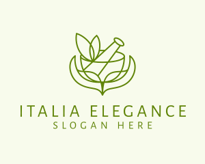 Green Herbs Pestle  logo design