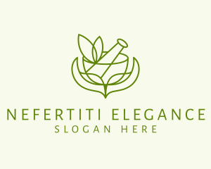 Green Herbs Pestle  logo design