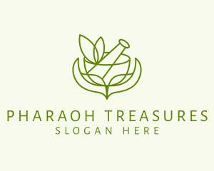 Green Herbs Pestle  logo design