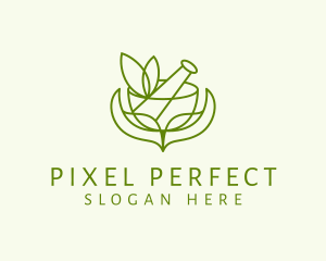 Green Herbs Pestle  logo design