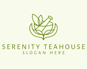 Green Herbs Pestle  logo design