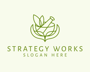 Green Herbs Pestle  logo design