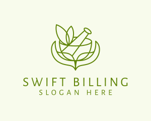 Green Herbs Pestle  logo design