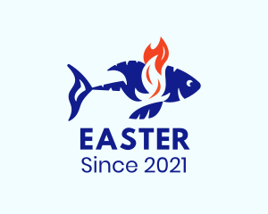 Seafood - Flaming Tuna Fish logo design