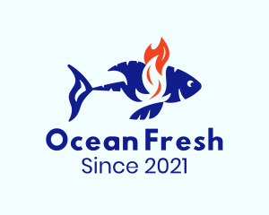 Tuna - Flaming Tuna Fish logo design