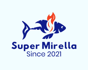 Cod Fish - Flaming Tuna Fish logo design