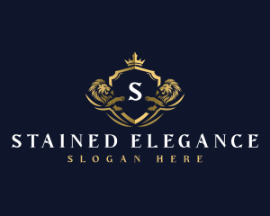 Elegant Lion Shield logo design