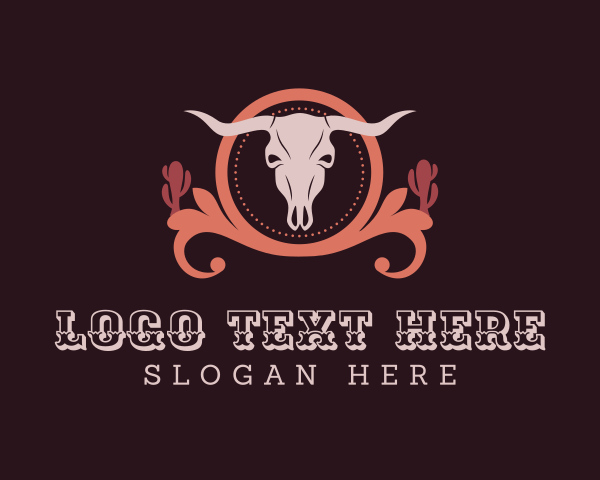 Cactus - Western Buffalo Horns logo design