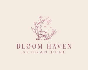 Floral Moon Flower logo design