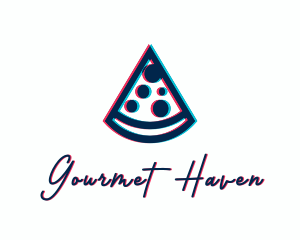 Pizza Dining Glitch logo design