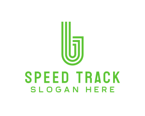Track - Green Stripe Letter B logo design