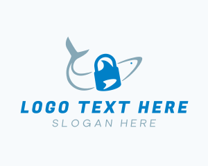 Ocean - Shark Lock Security logo design