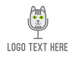 Comedian - Cat Microphone Mic logo design