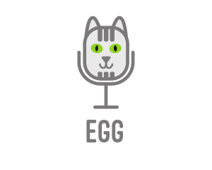 Radio Station - Cat Microphone Mic logo design