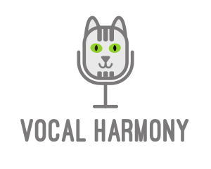 Voice - Cat Microphone Mic logo design