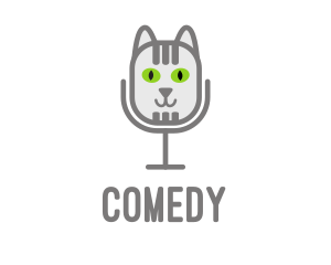 Cat Microphone Mic logo design