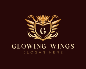 Shield Wing Crown logo design