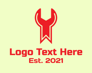 Factory - Red Ribbon Wrench logo design