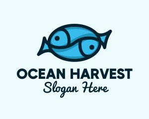 Aquaculture - Blue Twin Fish logo design