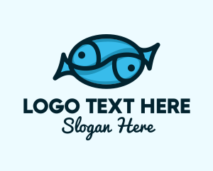 Aquaponics - Blue Twin Fish logo design