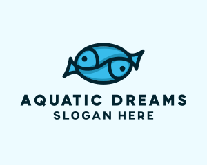 Blue Pisces Fish logo design