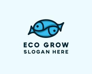 Aquaponics - Blue Pisces Fish logo design