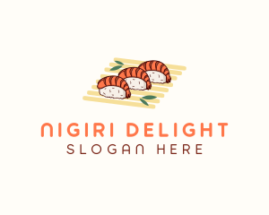 Nigiri - Shrimp Sushi Food logo design