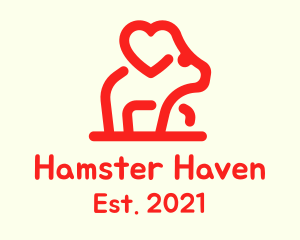 Hamster - Red Mouse Heart logo design