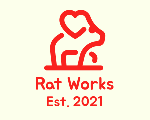 Red Mouse Heart logo design