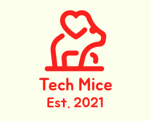 Mice - Red Mouse Heart logo design