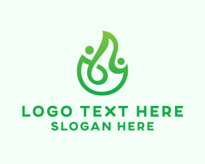 Heal - People Leaf Flame logo design