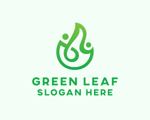 People Leaf Flame  logo design