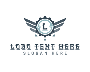 Auto - Wrench Cog Wings logo design
