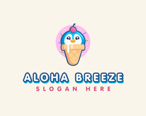 Penguin Dessert Cone logo design