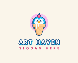 Penguin Dessert Cone logo design