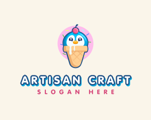 Penguin Dessert Cone logo design