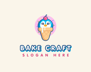 Penguin Dessert Cone logo design