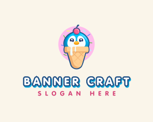 Penguin Dessert Cone logo design