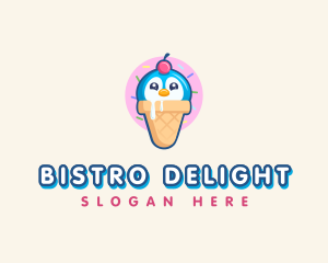 Penguin Dessert Cone logo design