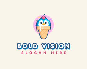 Penguin Dessert Cone logo design