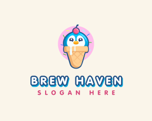 Penguin Dessert Cone logo design