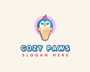 Penguin Dessert Cone logo design